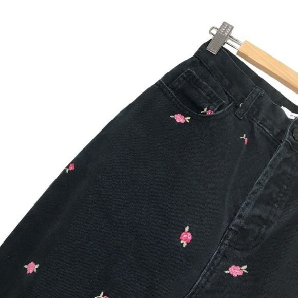 PACSUN 100% Cotton Denim Floral Embroidered High Rise Straight Jeans Siz… - Picture 4 of 9